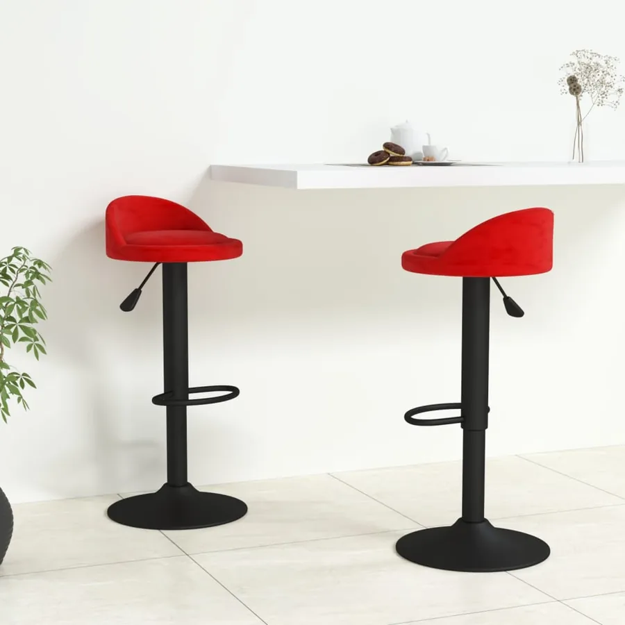 Tabourets de bar lot de 2 rouge bordeaux velours