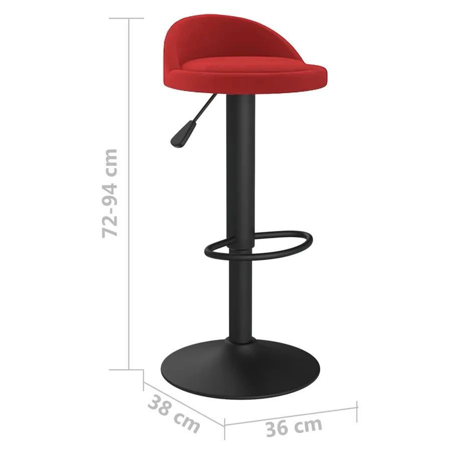 Tabourets de bar lot de 2 rouge bordeaux velours - 9