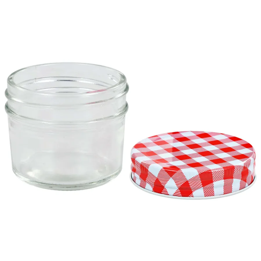 Pots à confiture Couvercles blanc et rouge 96 pcs Verre 110 ml - 4