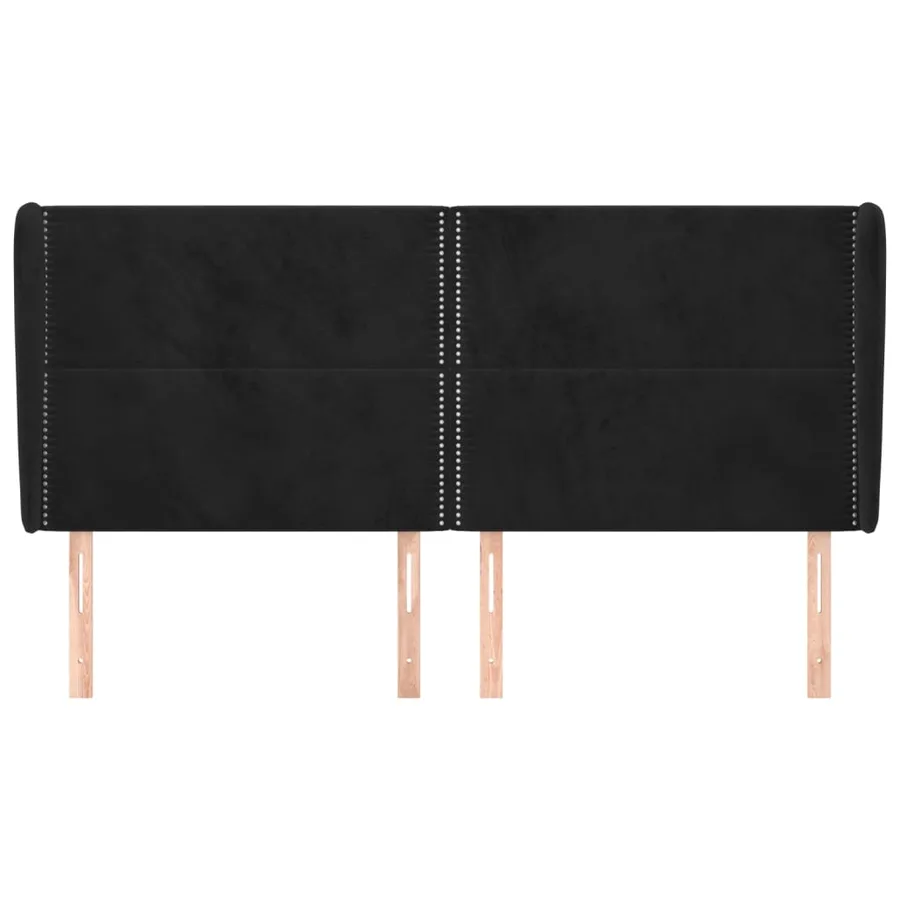 Tête de lit avec oreilles Noir 163x23x118/128 cm Velours - 3