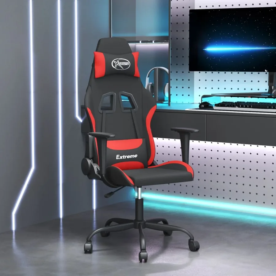 Chaise de jeu de massage Noir et rouge Tissu