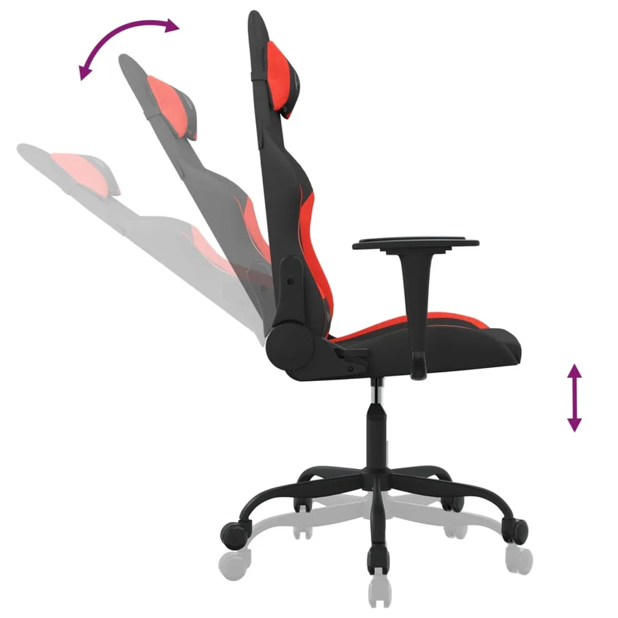 Chaise de jeu de massage Noir et rouge Tissu - 6