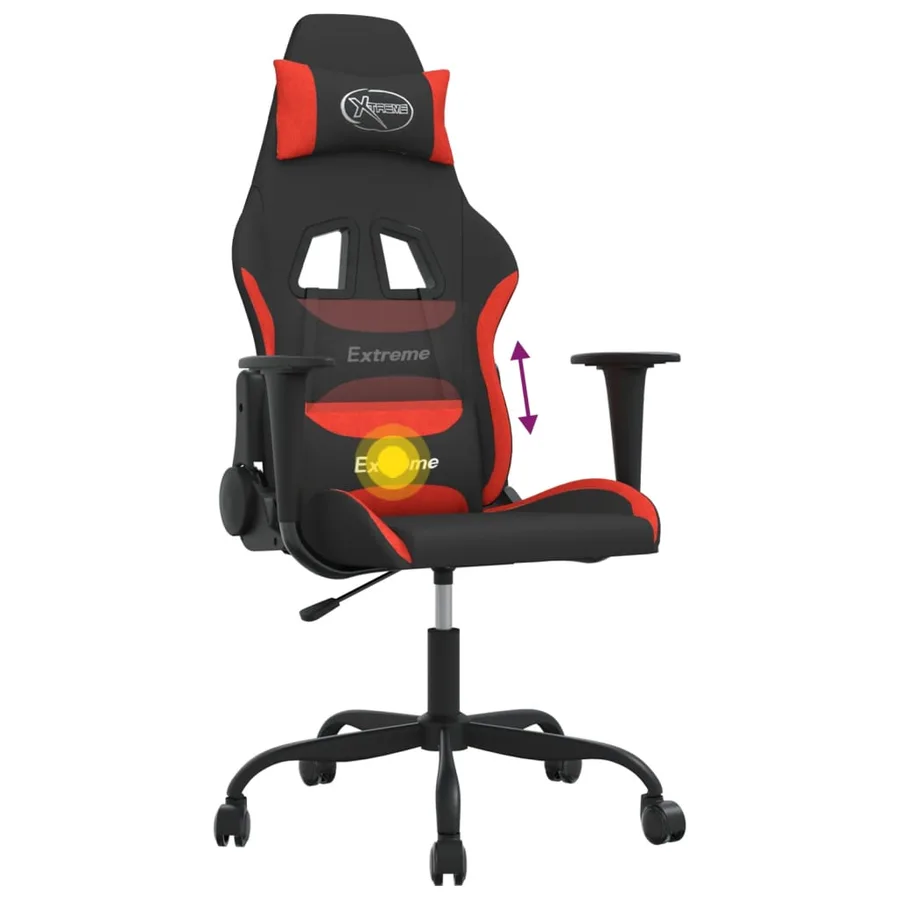 Chaise de jeu de massage Noir et rouge Tissu - 7