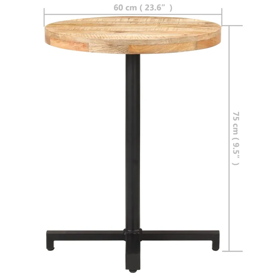 Table de bistro Ronde Ø60x75 cm Bois de manguier brut - 6