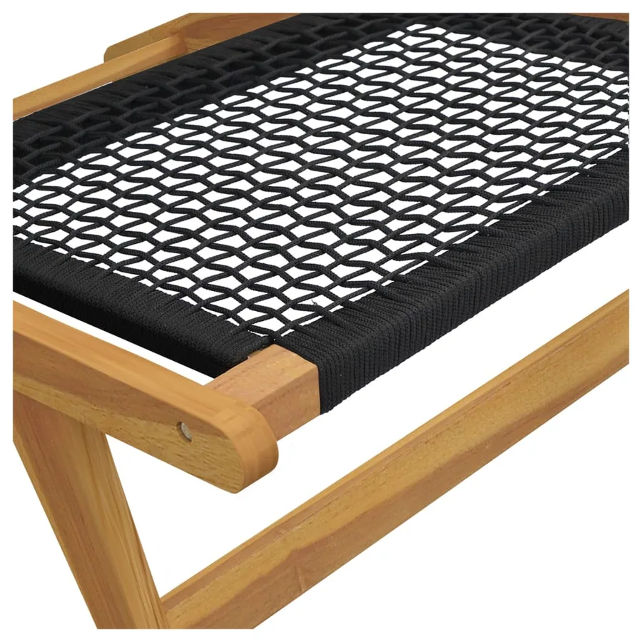 Chaise de jardin et repose-pieds Bois teck solide et polyester - 10