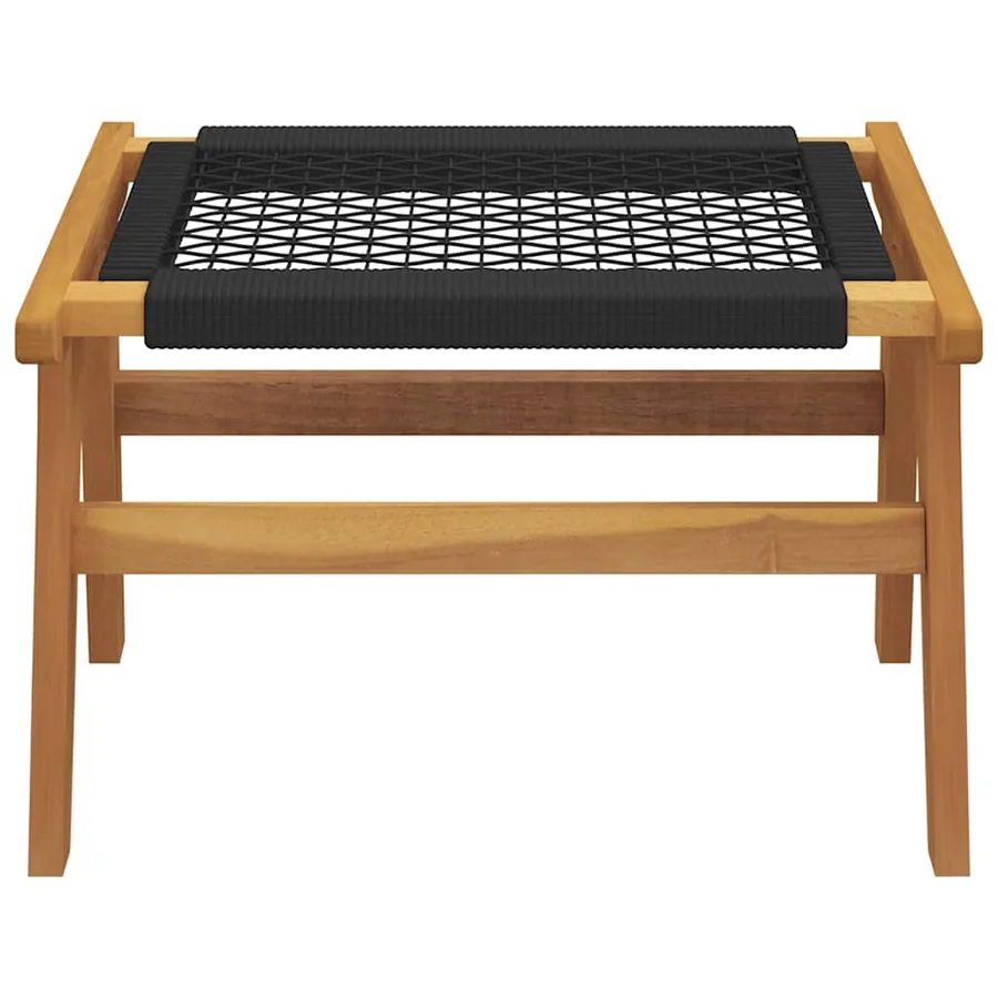 Chaise de jardin et repose-pieds Bois teck solide et polyester - 12