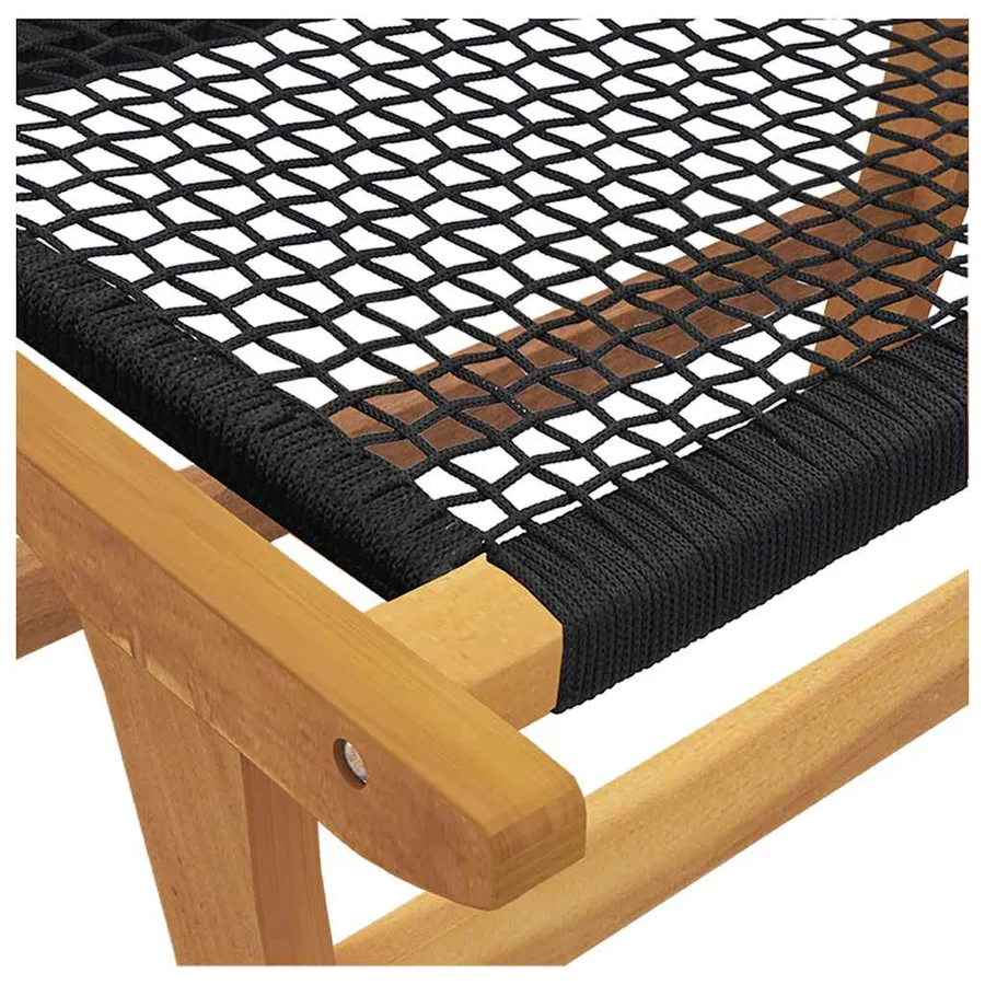 Chaise de jardin et repose-pieds Bois teck solide et polyester - 14
