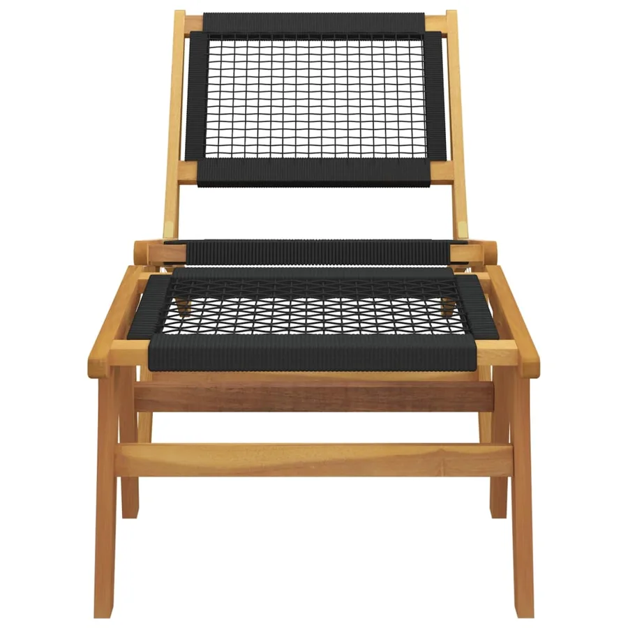 Chaise de jardin et repose-pieds Bois teck solide et polyester - 3