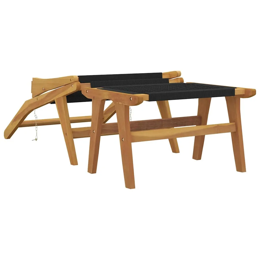 Chaise de jardin et repose-pieds Bois teck solide et polyester - 5