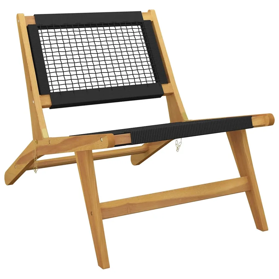 Chaise de jardin et repose-pieds Bois teck solide et polyester - 6