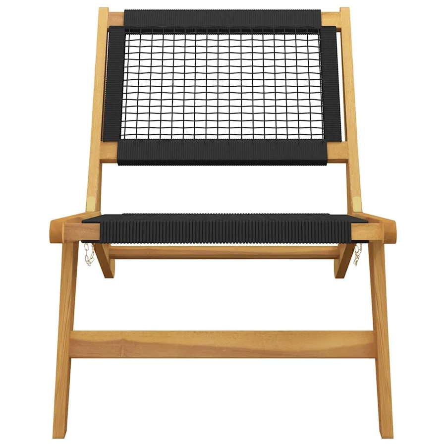 Chaise de jardin et repose-pieds Bois teck solide et polyester - 7