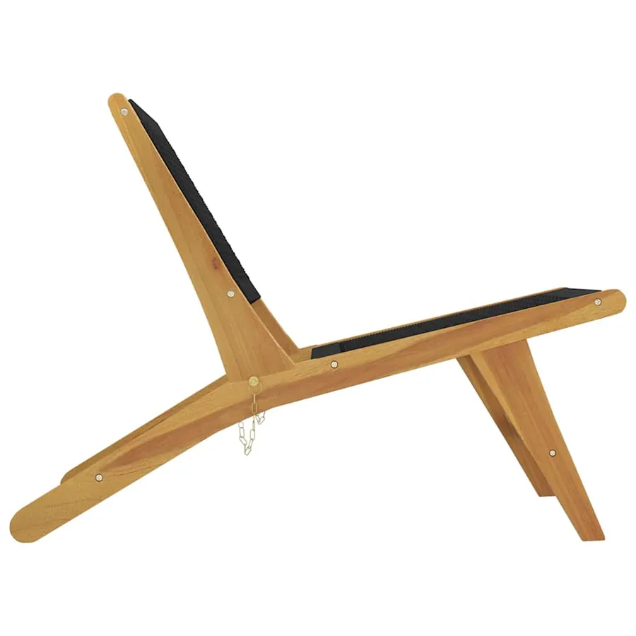 Chaise de jardin et repose-pieds Bois teck solide et polyester - 8