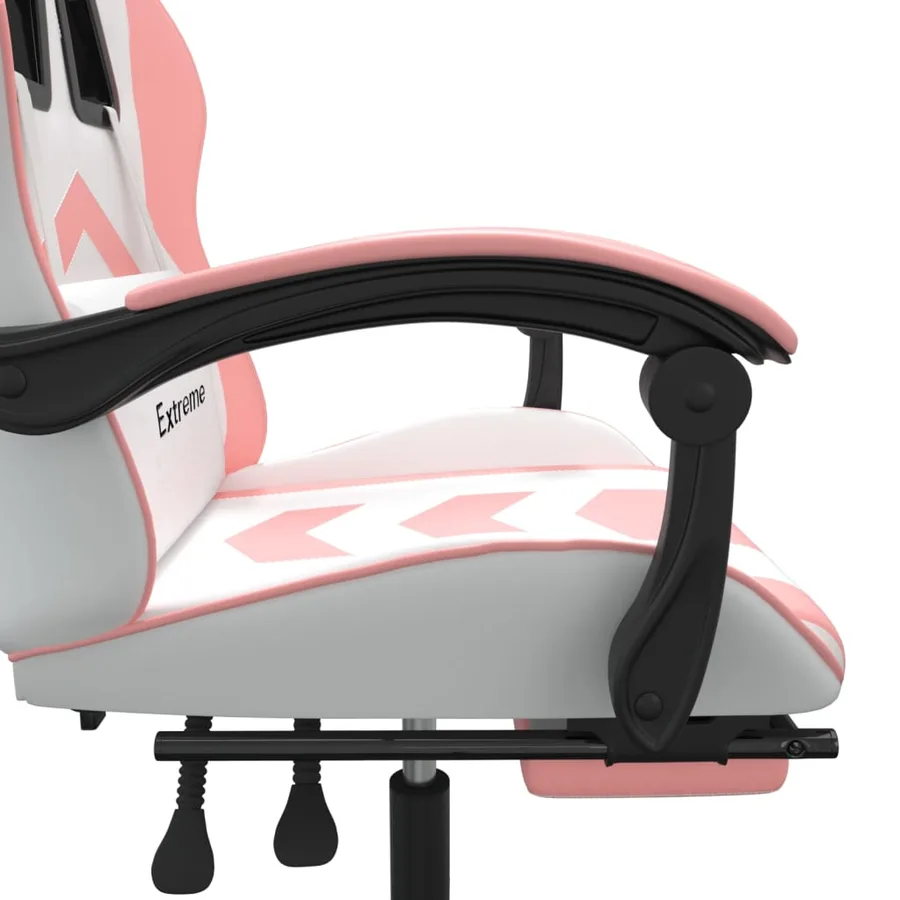Chaise de jeu avec repose-pied Blanc et rose Similicuir - 10