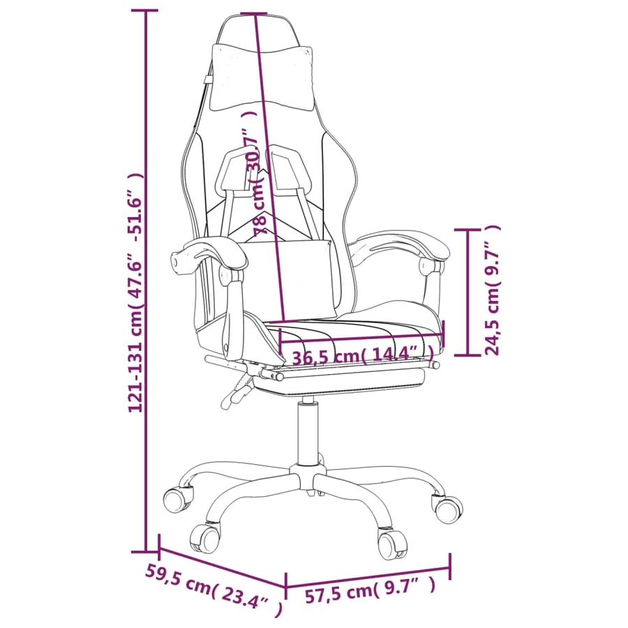 Chaise de jeu avec repose-pied Blanc et rose Similicuir - 15