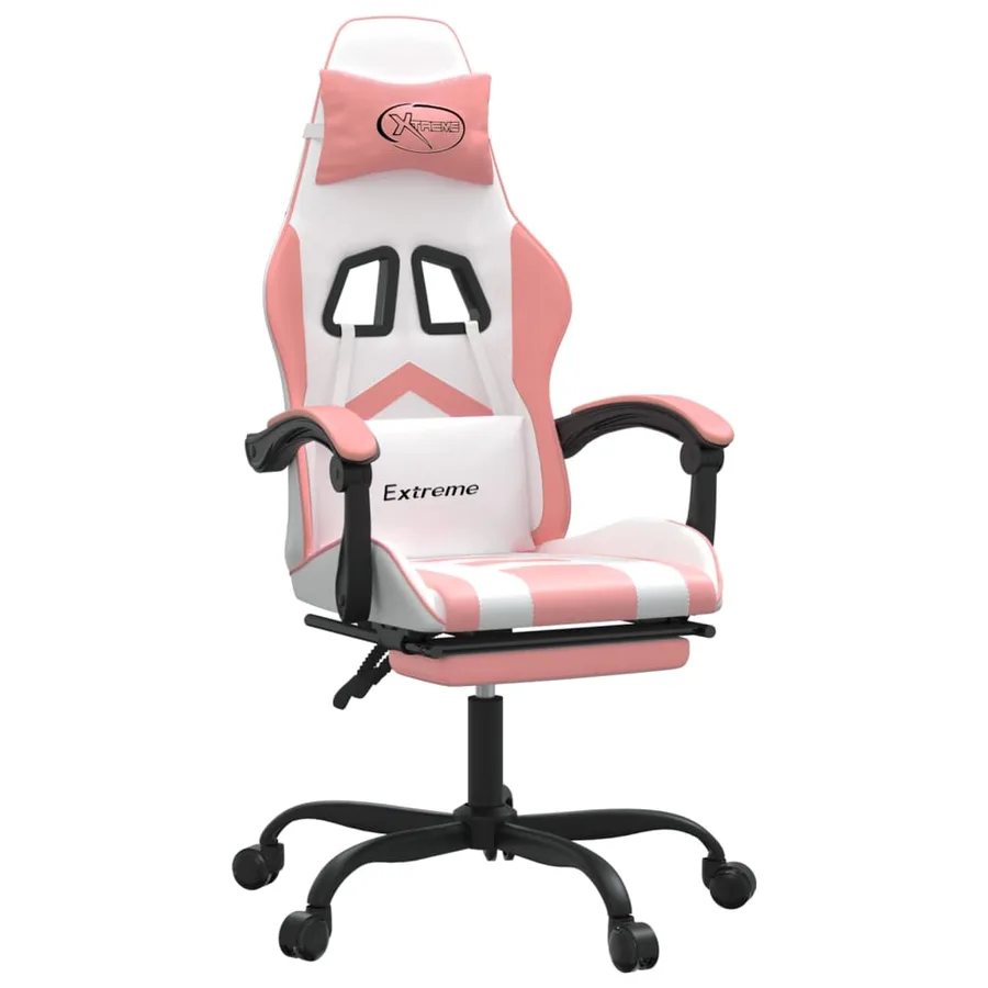 Chaise de jeu avec repose-pied Blanc et rose Similicuir - 2