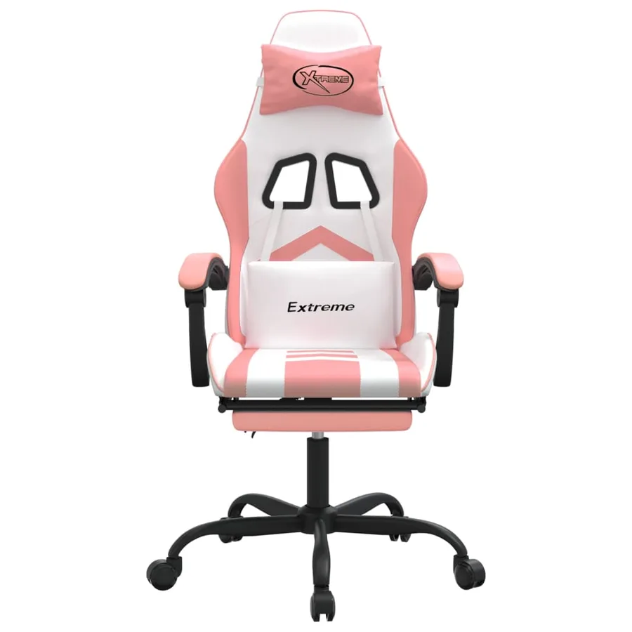 Chaise de jeu avec repose-pied Blanc et rose Similicuir - 3