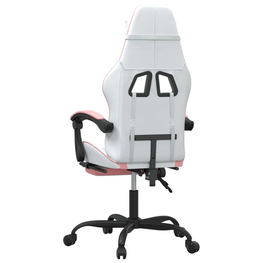 Chaise de jeu avec repose-pied Blanc et rose Similicuir - 5