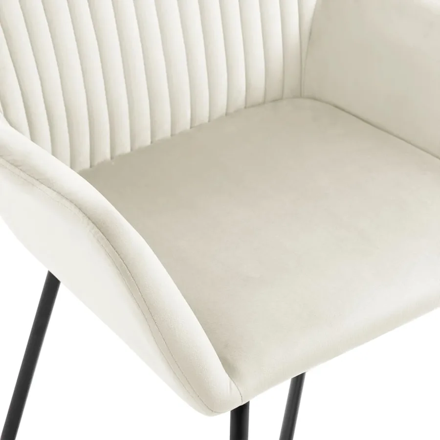 Chaises à manger lot de 4 Crème Velours - 6