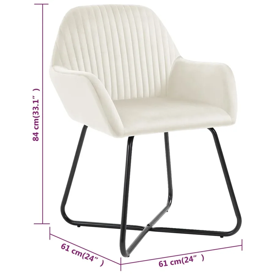 Chaises à manger lot de 4 Crème Velours - 8