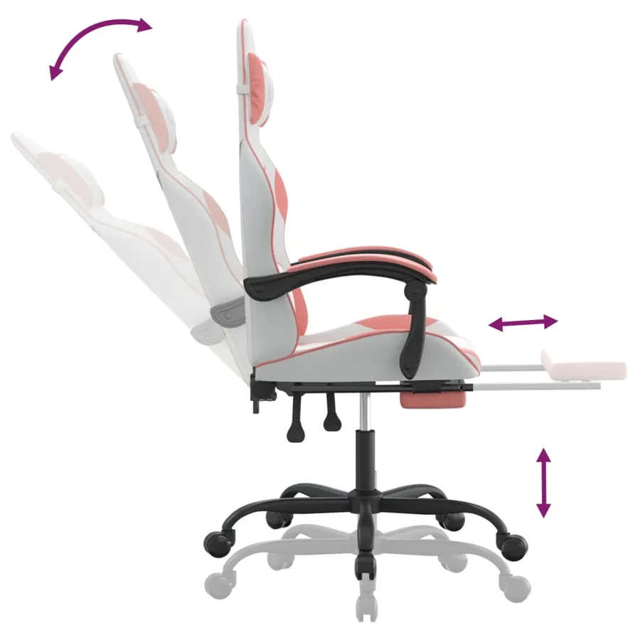 Chaise de jeu pivotante et repose-pied Blanc et rose Similicuir - 11