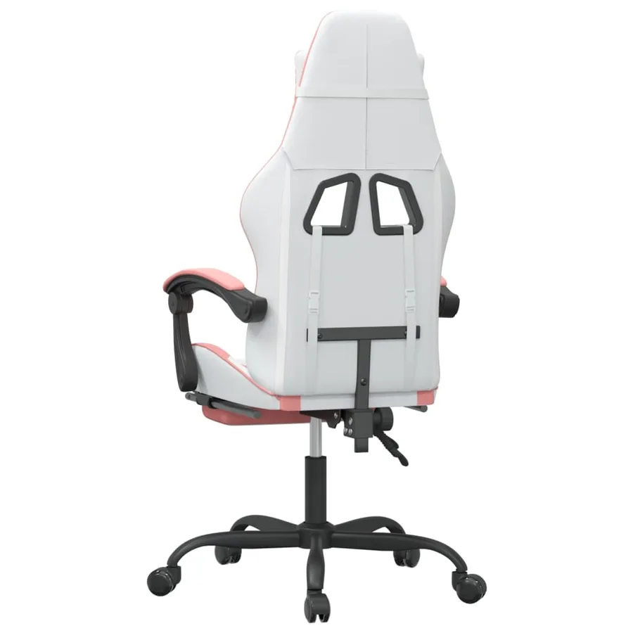 Chaise de jeu pivotante et repose-pied Blanc et rose Similicuir - 5