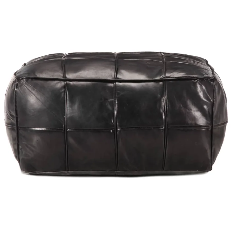 Pouf 60 x 60 x 30 cm Noir Cuir véritable de chèvre - 2