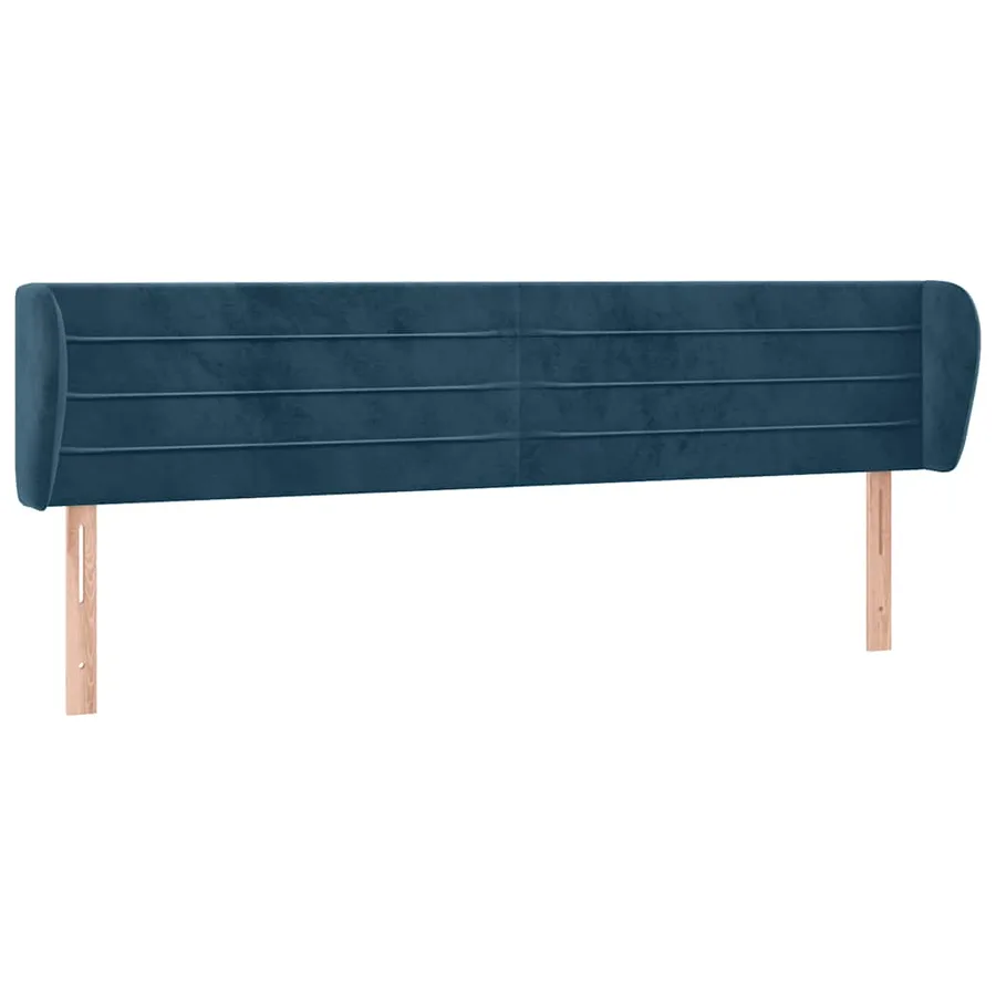 Tête de lit avec oreilles Bleu foncé 183x23x78/88 cm Velours - 2