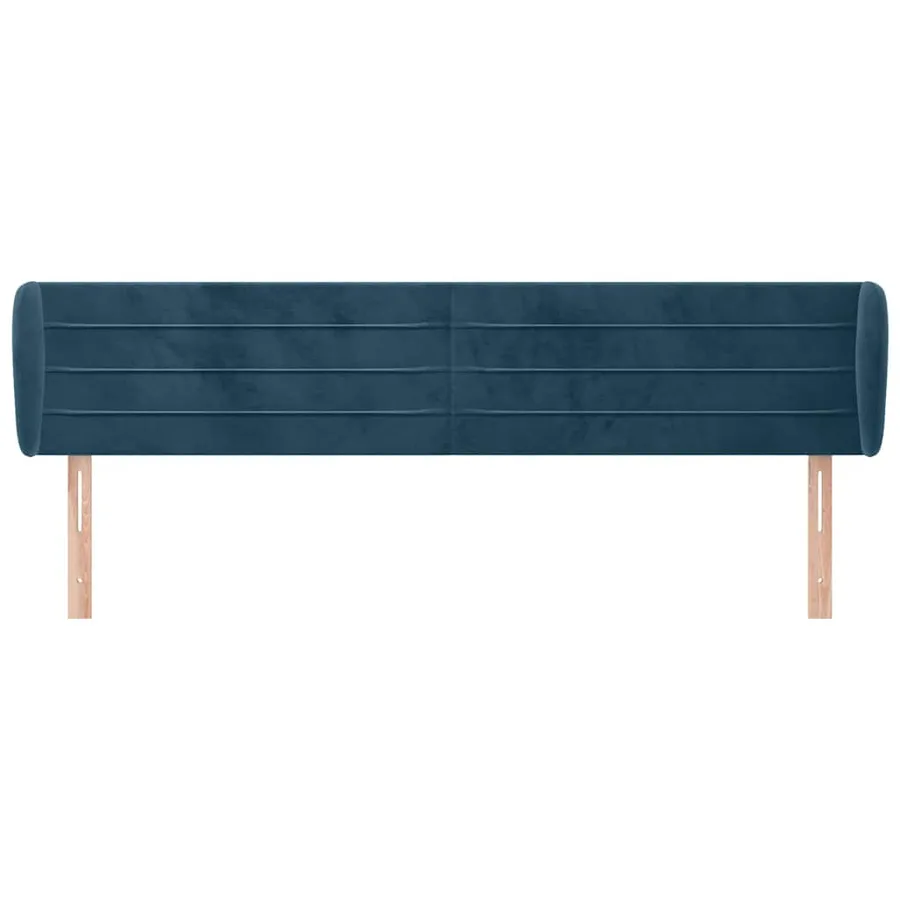 Tête de lit avec oreilles Bleu foncé 183x23x78/88 cm Velours - 3