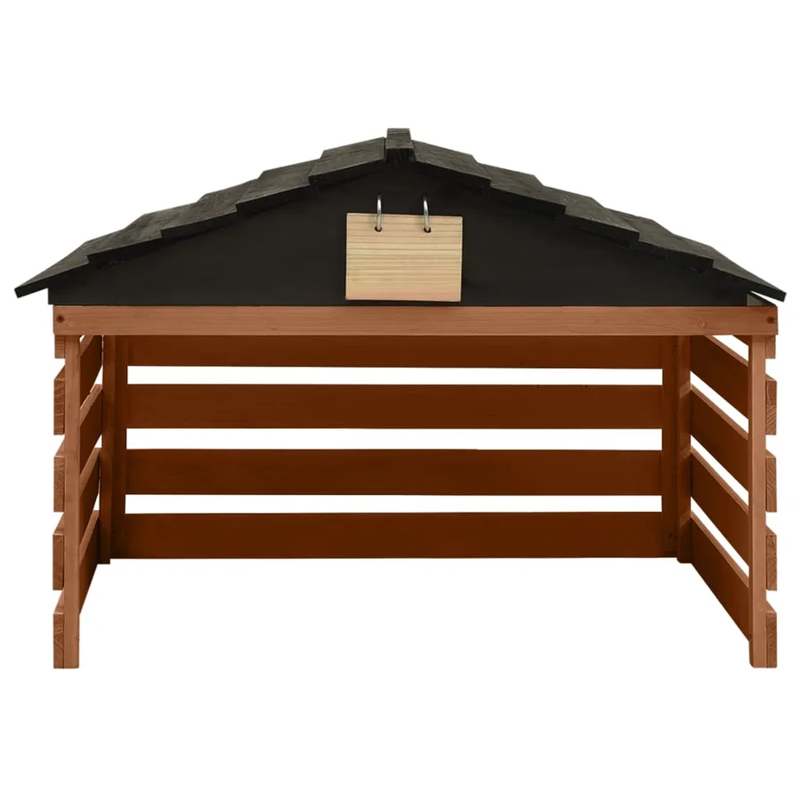Garage de tondeuse à gazon Noir et marron 78x74x54cm Sapin - 2