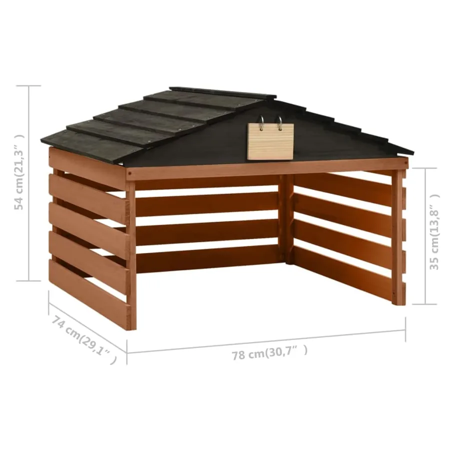 Garage de tondeuse à gazon Noir et marron 78x74x54cm Sapin - 7
