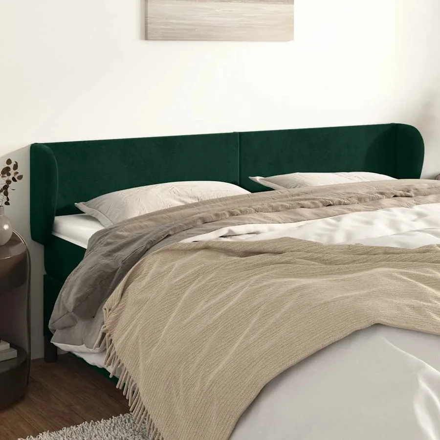 Tête de lit avec oreilles Vert foncé 183x23x78/88 cm Velours