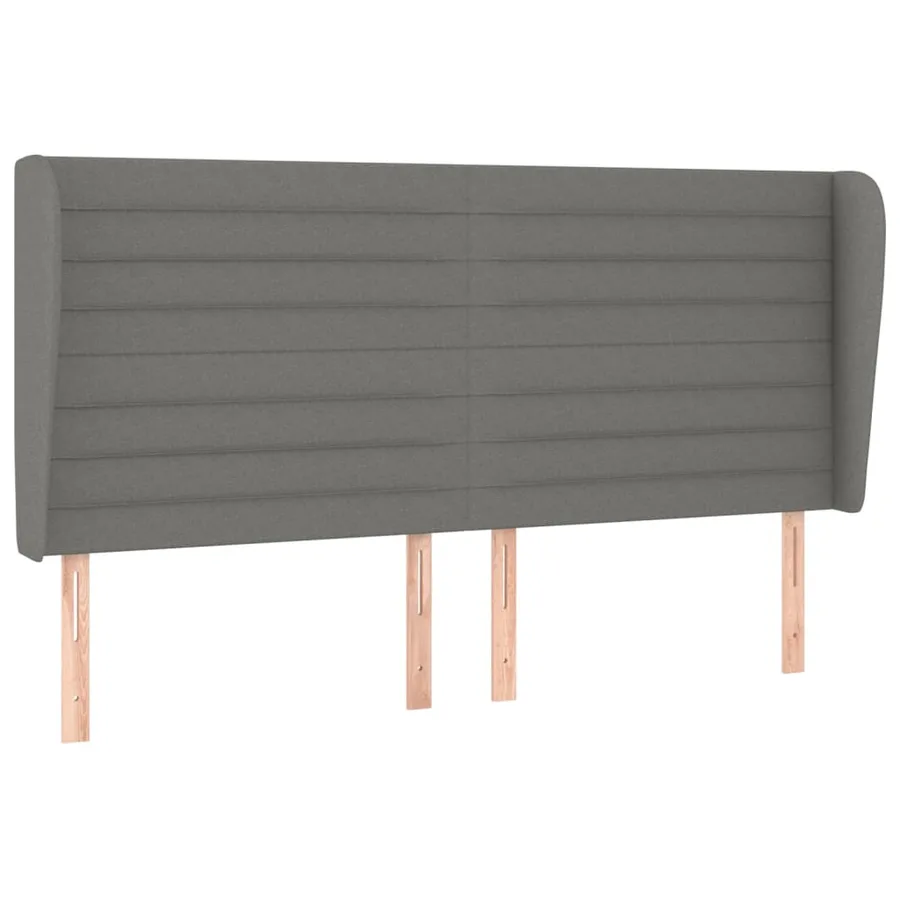 Tête de lit avec oreilles Gris foncé 163x23x118/128 cm Tissu - 2