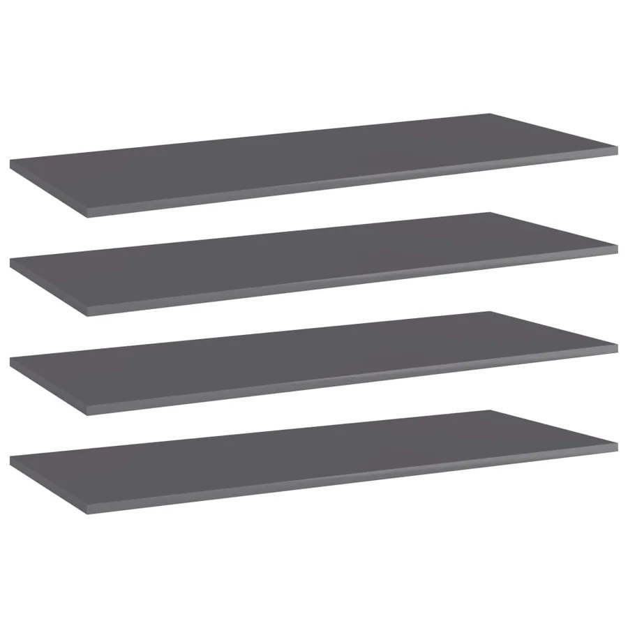 Panneaux bibliothèque 4pcs Gris brillant 100x40x1,5cm Aggloméré
