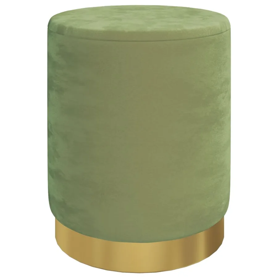 Tabouret de rangement rond Vert moutarde Velours 31 x 37 cm - 2