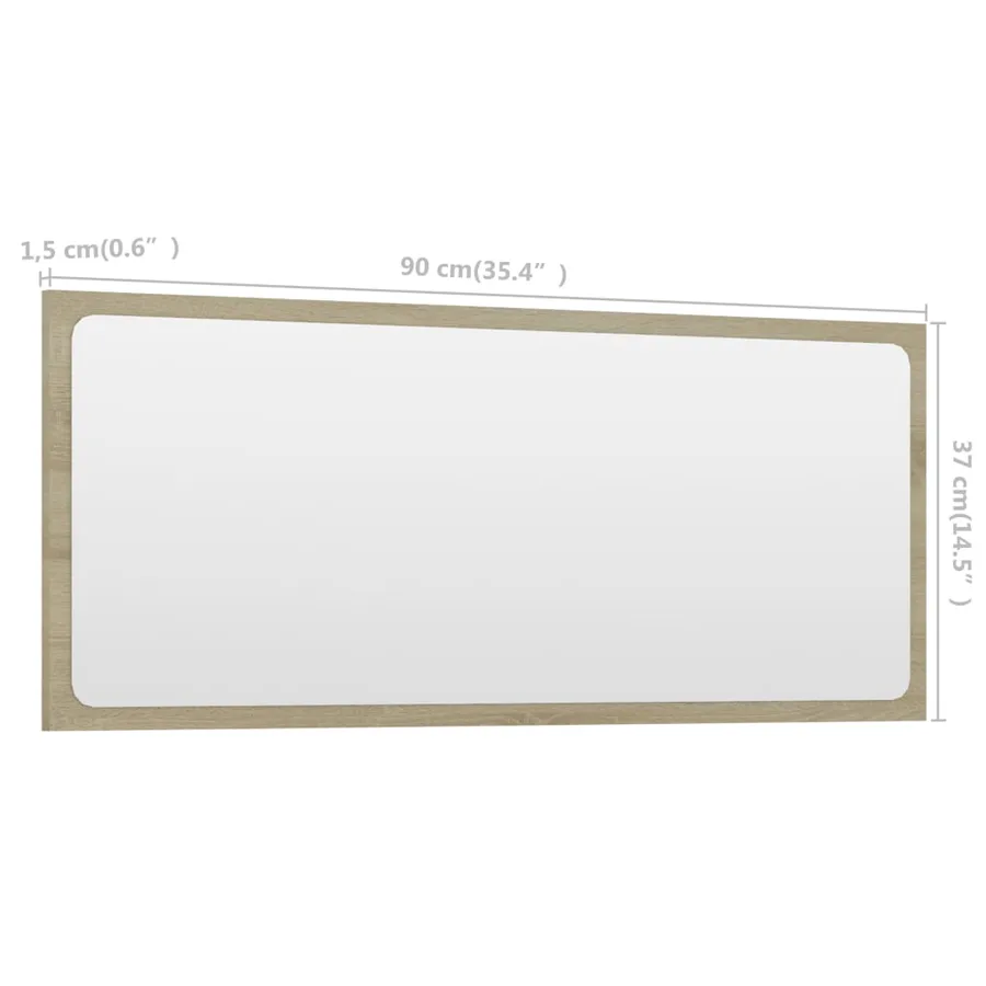 Miroir de salle de bain Chêne sonoma 90x1,5x37 cm Aggloméré - 5