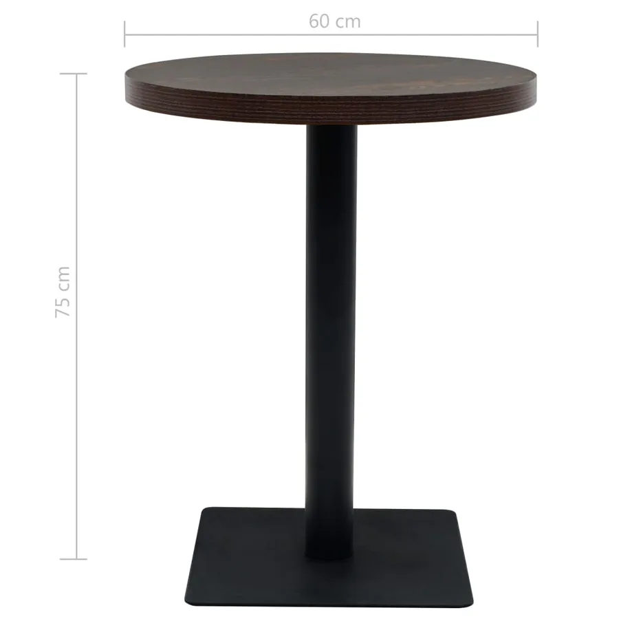 Table de bistro MDF et acier Rond 60 x 75 cm Frêne foncé - 6