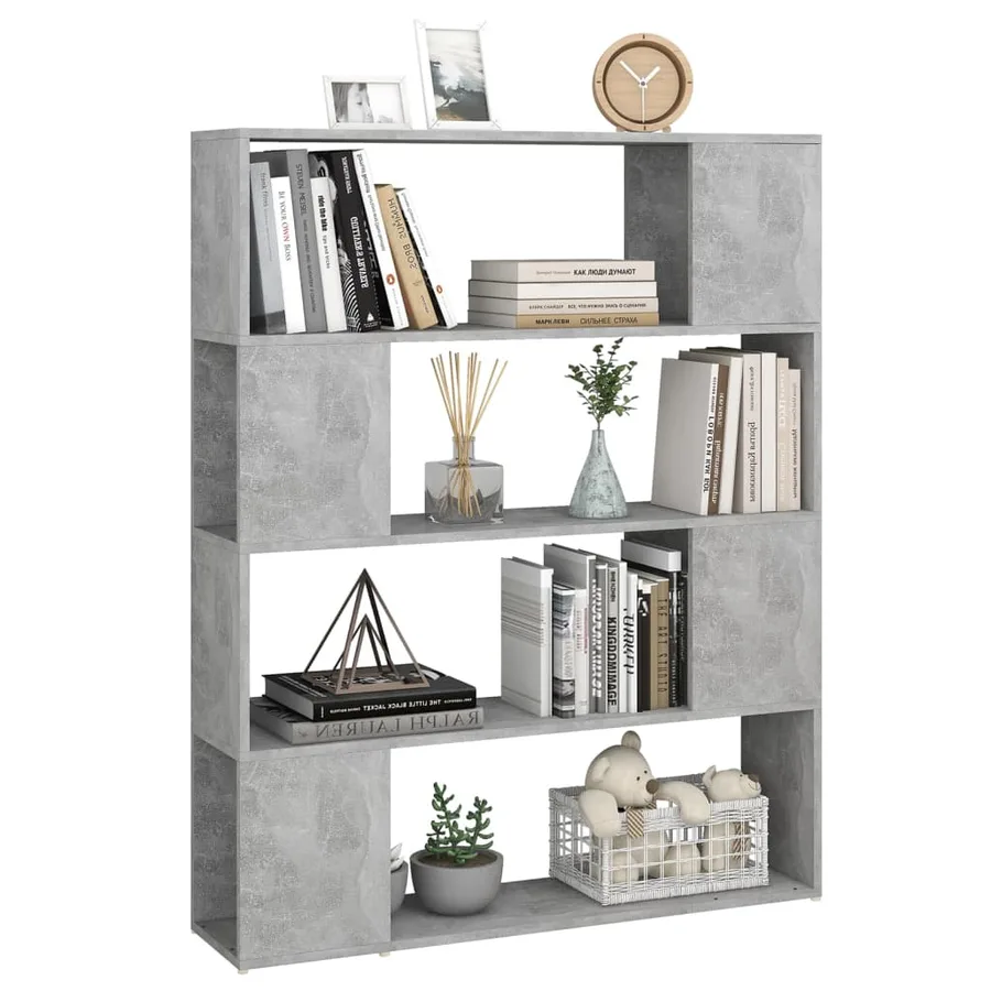 Bibliothèque/Séparateur de pièce Gris béton 100x24x124 cm - 4
