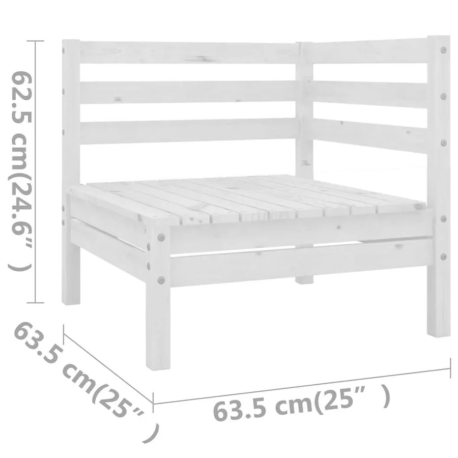 Salon de jardin 9 pcs blanc bois de pin massif - 11