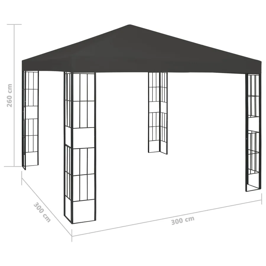 Tonnelle avec guirlande lumineuse à LED 3x3 m Anthracite - 11