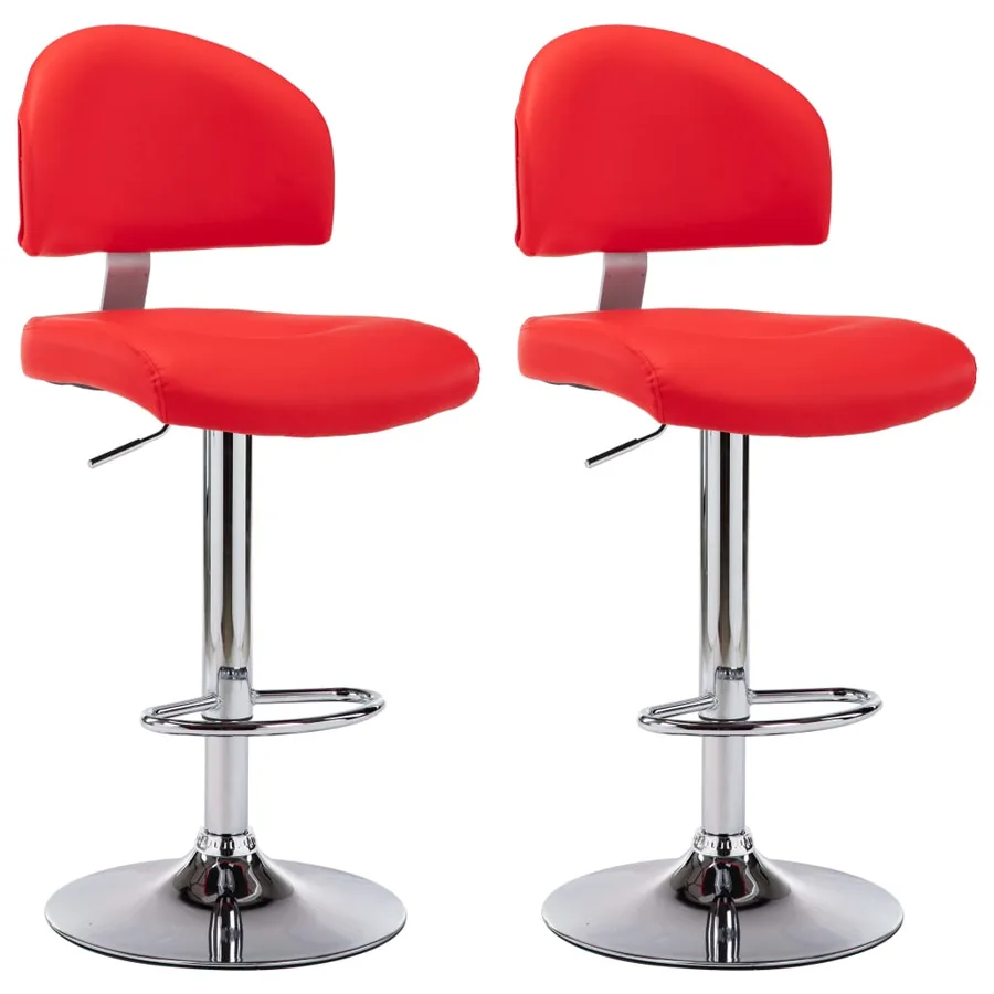 Tabourets de bar lot de 2 rouge similicuir - 2