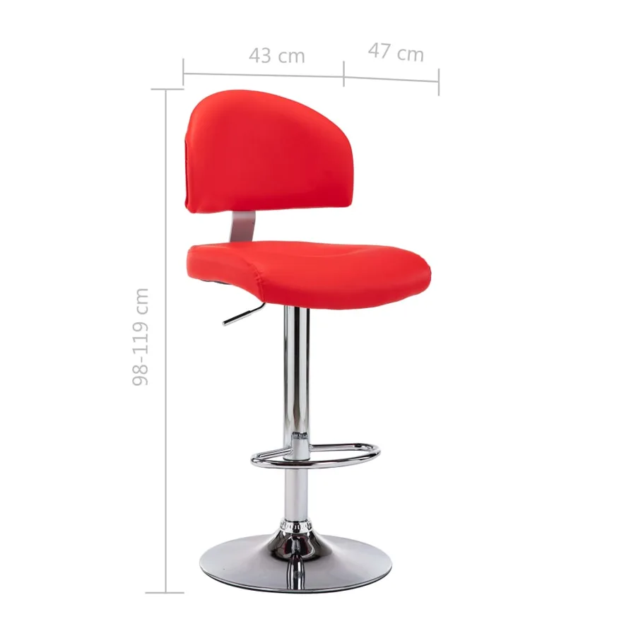 Tabourets de bar lot de 2 rouge similicuir - 9