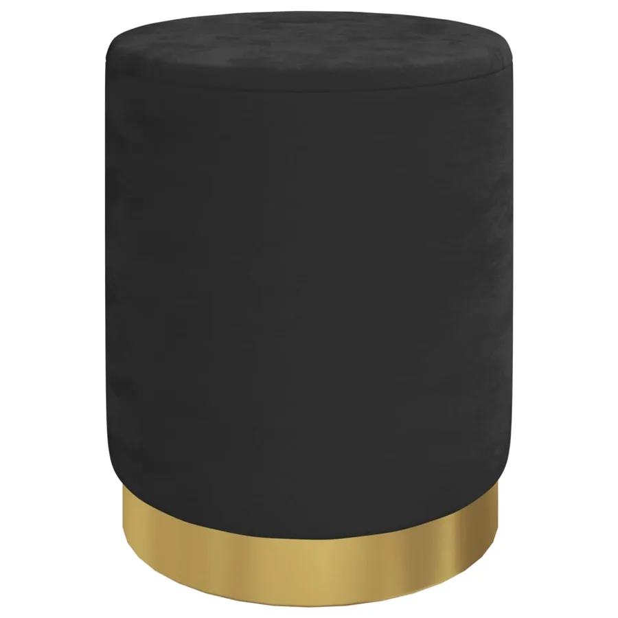 Tabouret de rangement rond Noir Velours 31 x 37 cm - 2