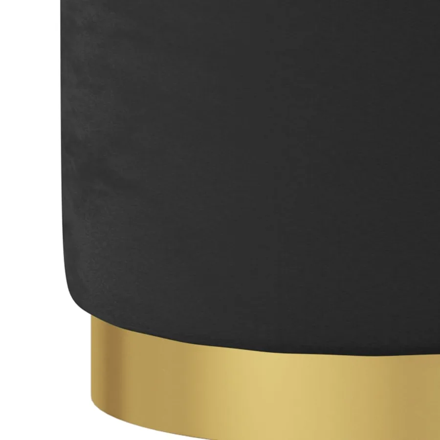 Tabouret de rangement rond Noir Velours 31 x 37 cm - 4