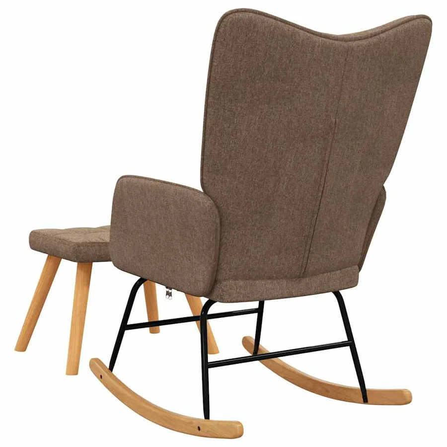 Chaise à bascule avec tabouret Marron Tissu - 6