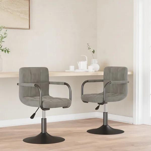 Chaises pivotantes à manger lot de 2 gris clair velours