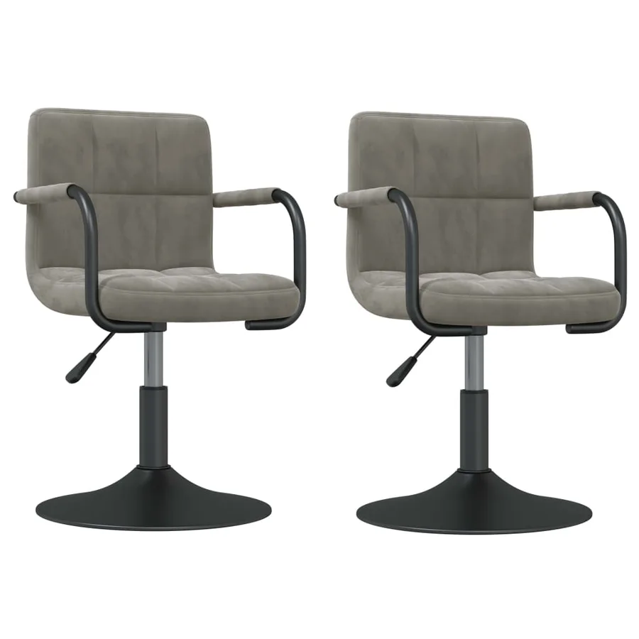 Chaises pivotantes à manger lot de 2 gris clair velours - 2