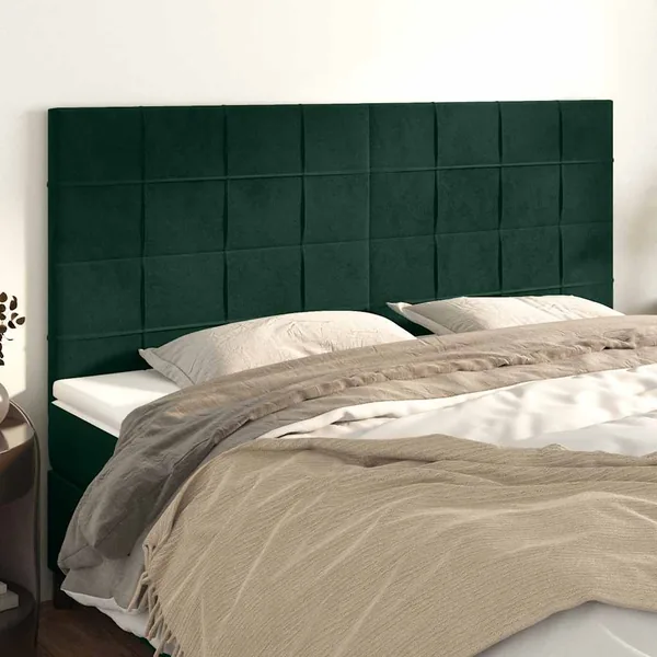 Tête de lit Vert foncé 200x5x118/128 cm Velours