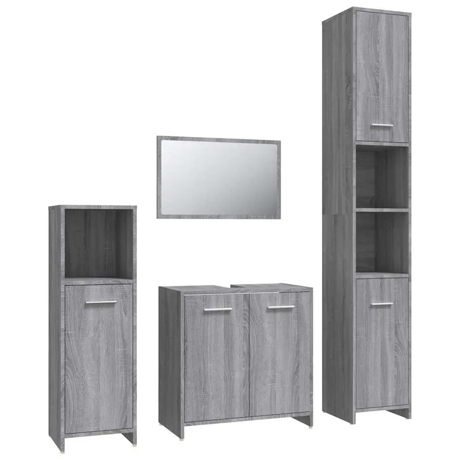 Ensemble de meubles de salle de bain 4 pcs Sonoma gris - 2