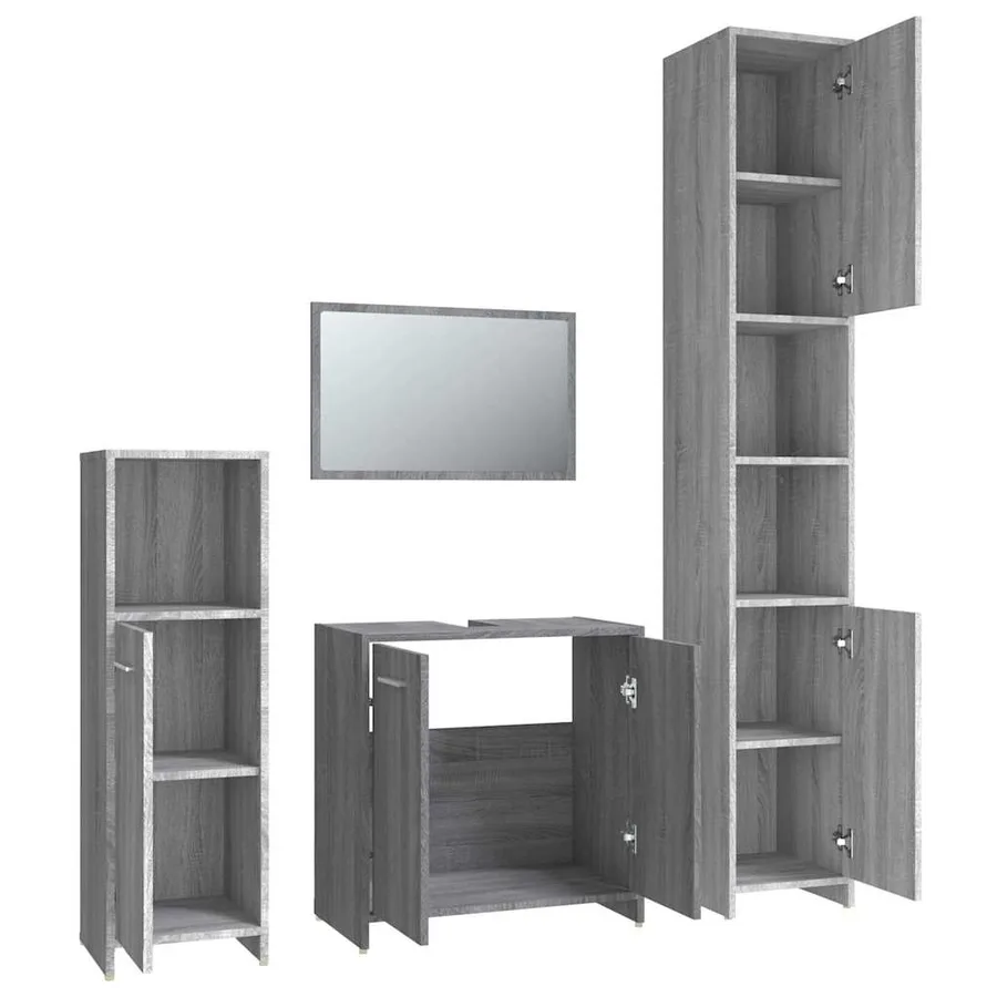 Ensemble de meubles de salle de bain 4 pcs Sonoma gris - 6
