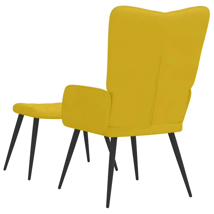 Chaise de relaxation avec tabouret Jaune moutarde Velours - 5
